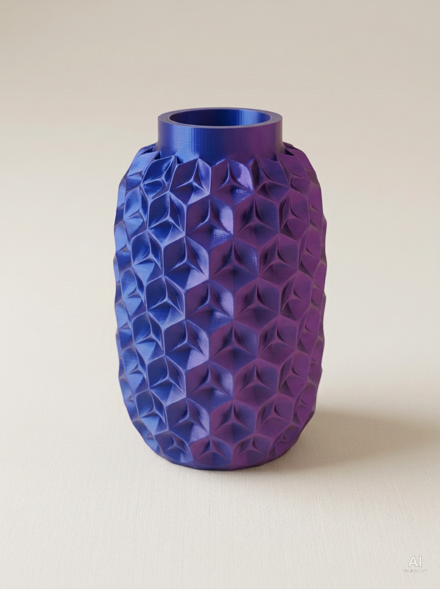 Trihex — Vaso a facce triangolari - bicolore - Blu Viola Silk