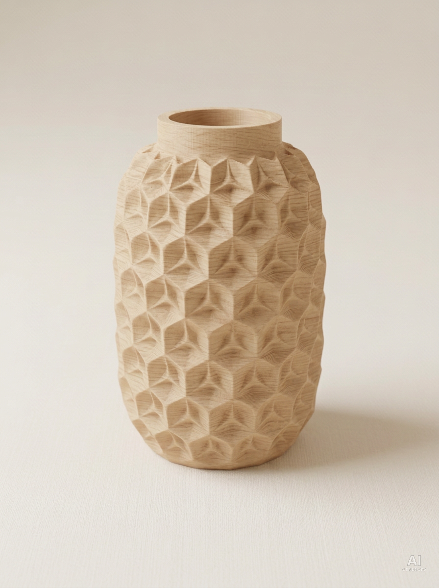Trihex — Vaso a facce triangolari - effetto legno - Legno Rovere