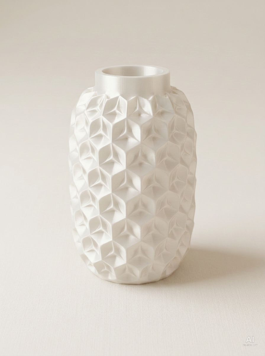 Trihex — Vaso a facce triangolari - effetto seta - Bianco Silk