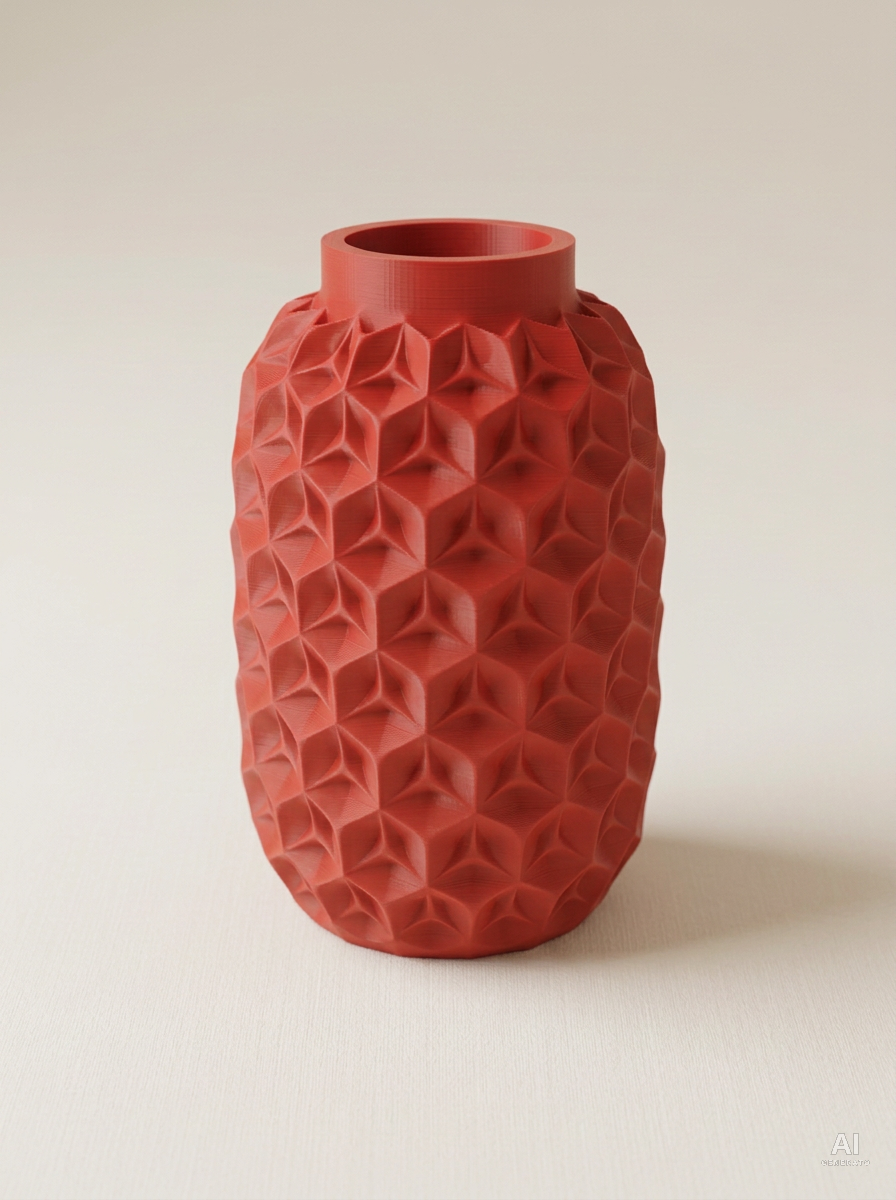Trihex — Vaso a facce triangolari - finitura opaca - Rosso