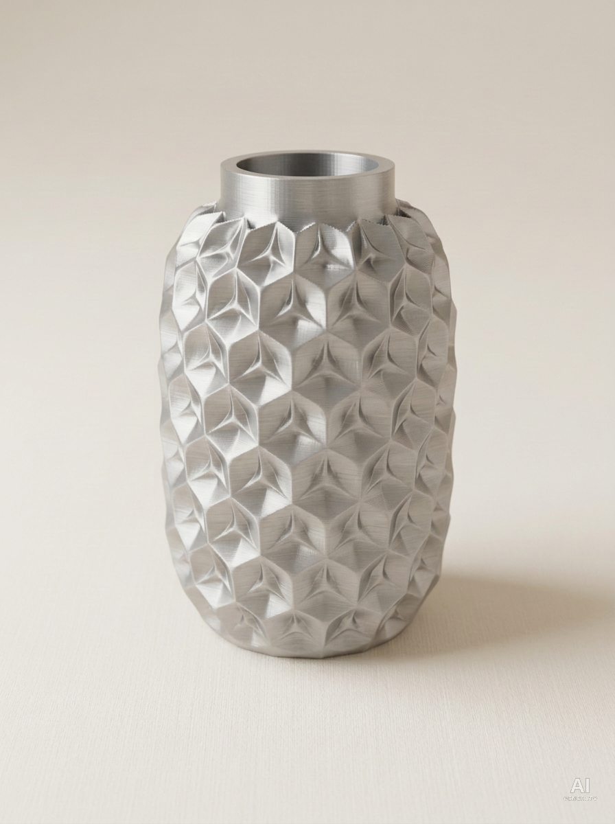 Trihex — Vaso a facce triangolari - metallizzato - Argento