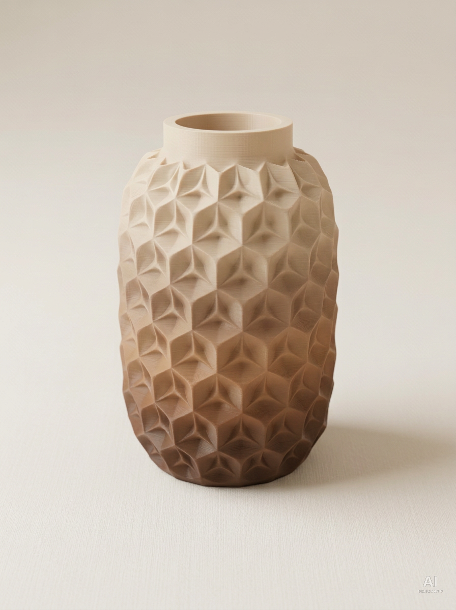 Trihex — Vaso a facce triangolari - sfumato - Cappuccino Sfumato