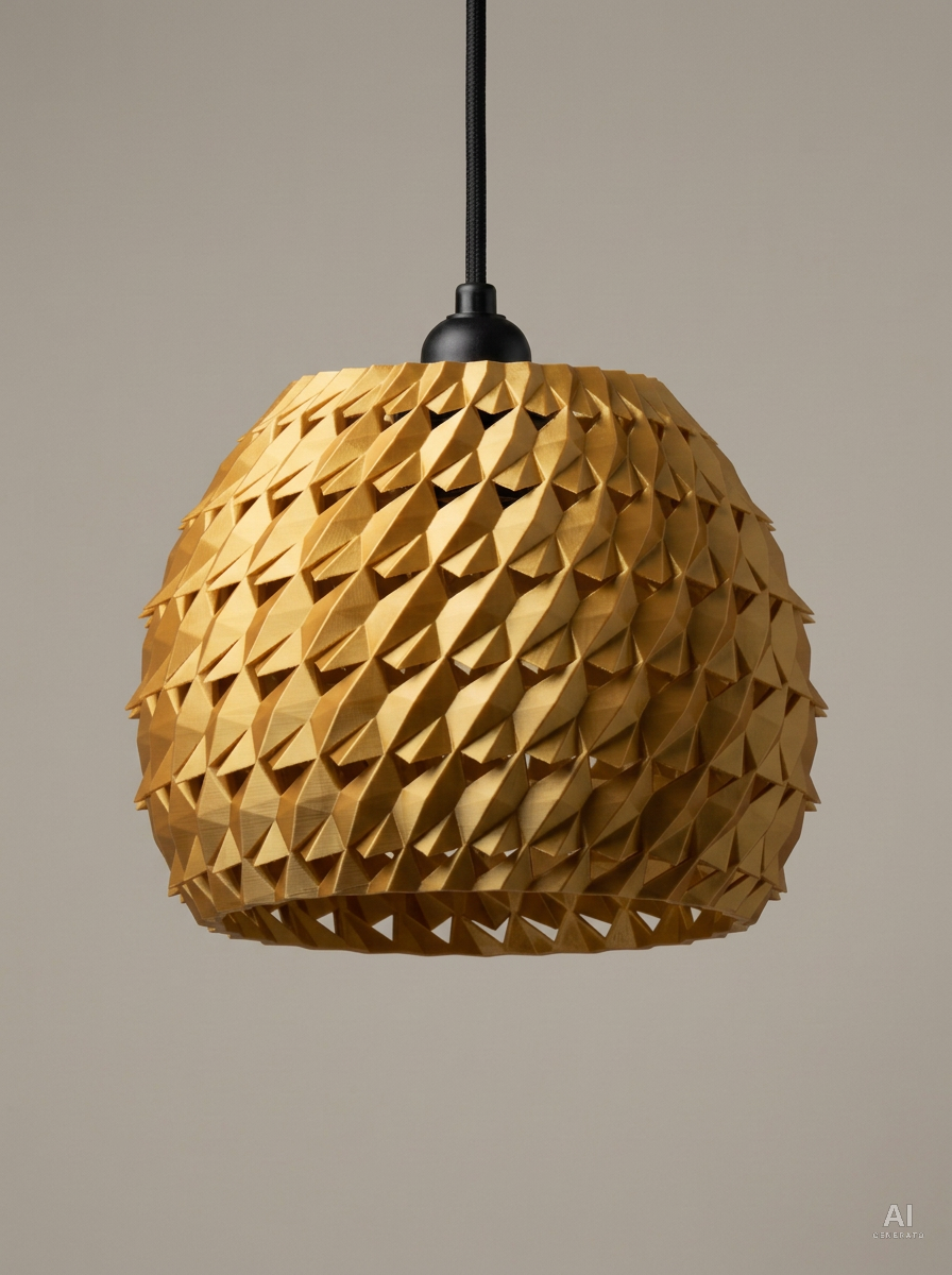 Trios – Paralume geometrico a sospensione - effetto seta - Oro Silk