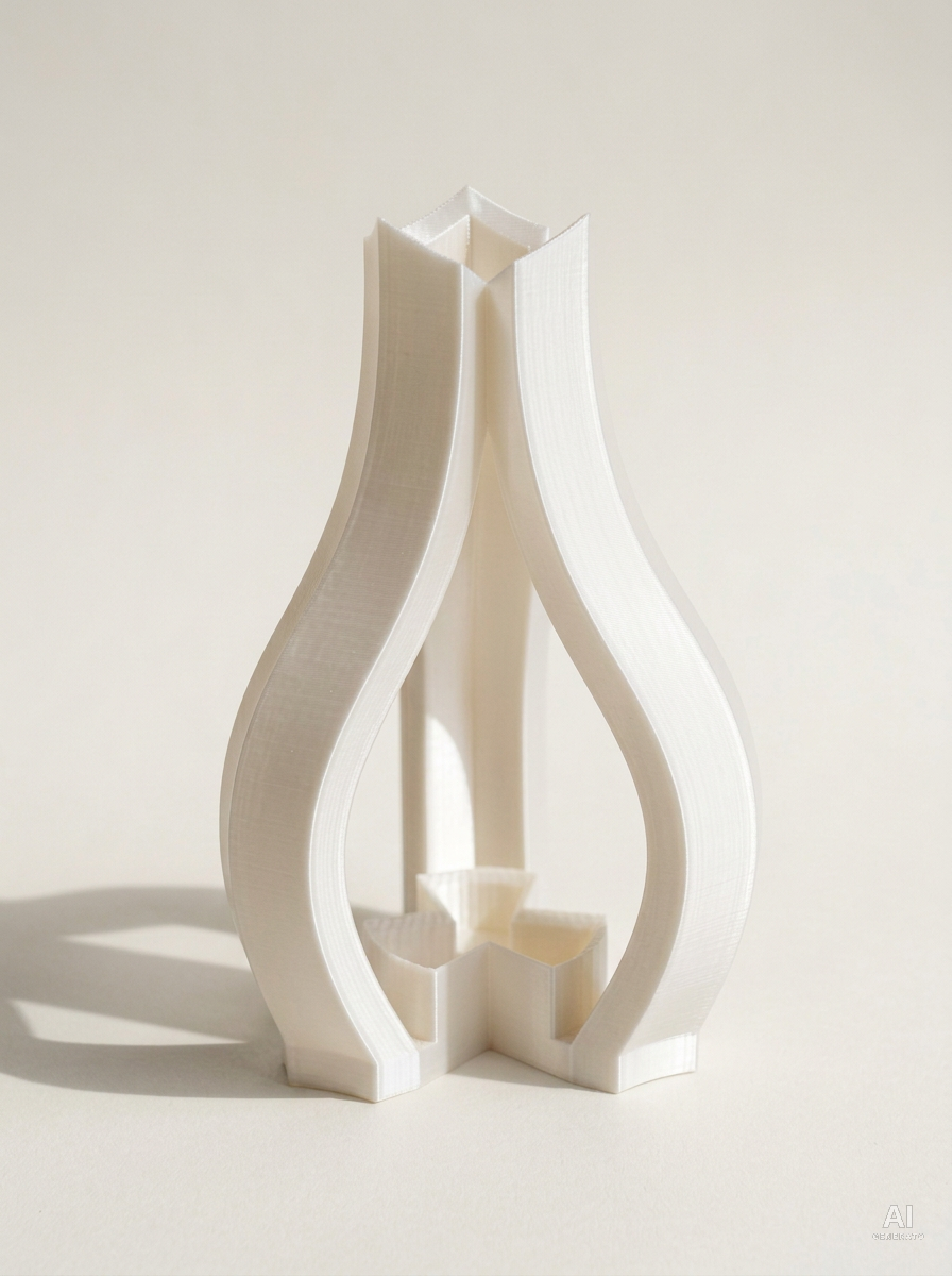 Triso — Vaso scultoreo stampato in 3D per fiori secchi - effetto silk - Bianco Silk