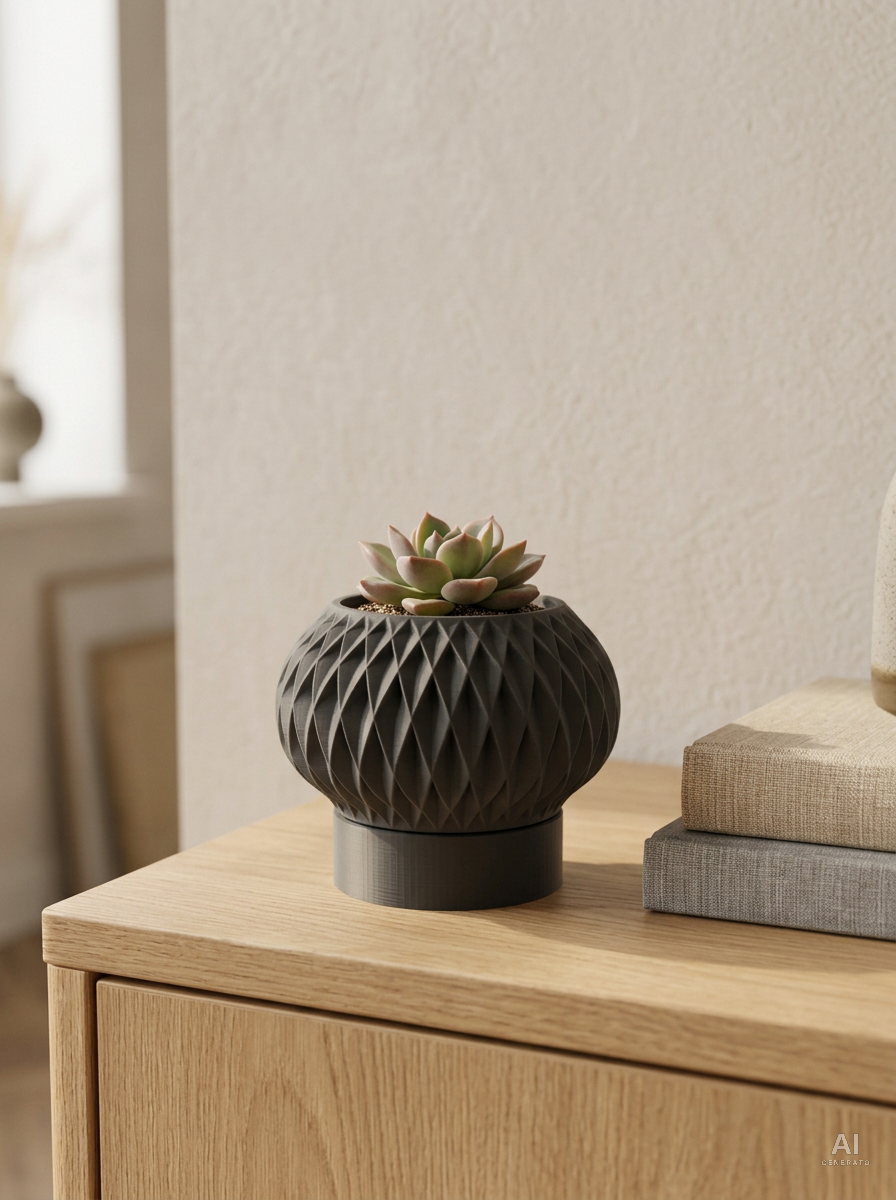 Velux — Vaso a rombi con sottovaso a piedistallo — ambientata