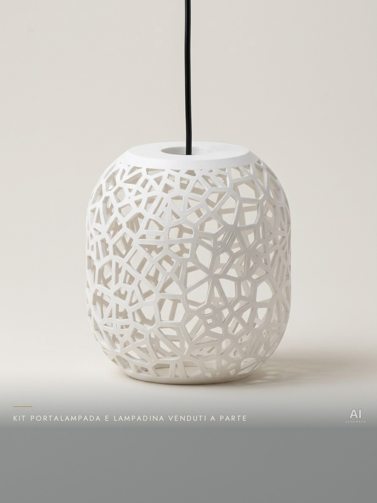 Vori02 Pendant – Paralume a sospensione a reticolo Voronoi - finitura lucida - Bianco