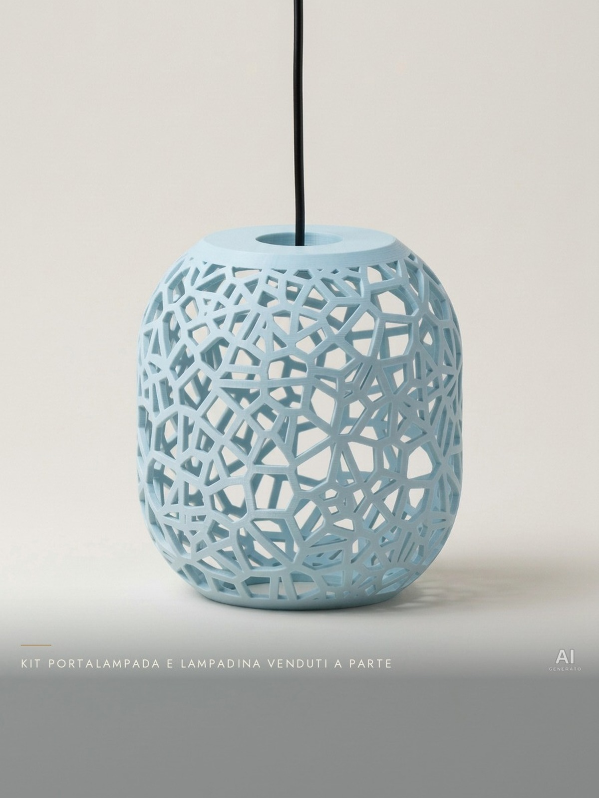 Vori02 Pendant – Paralume a sospensione a reticolo Voronoi - finitura opaca - Blu Ghiaccio
