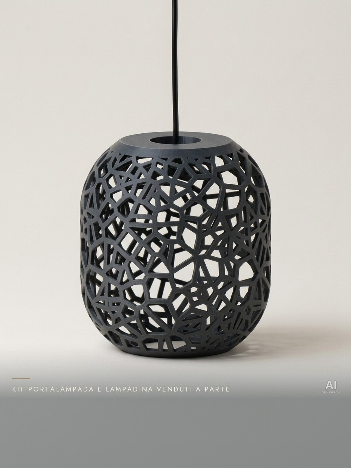 Vori02 Pendant – Paralume a sospensione a reticolo Voronoi - finitura opaca - Carbone