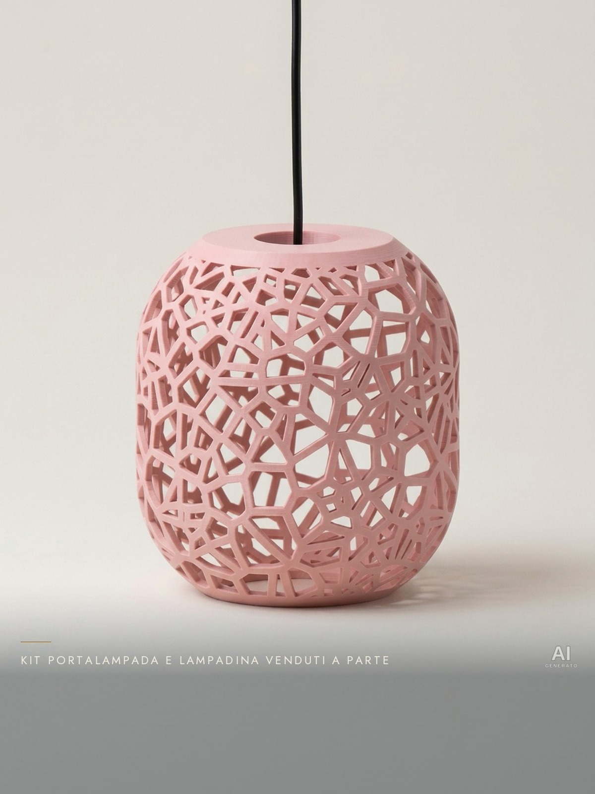 Vori02 Pendant – Paralume a sospensione a reticolo Voronoi - finitura opaca - Rosa Sakura