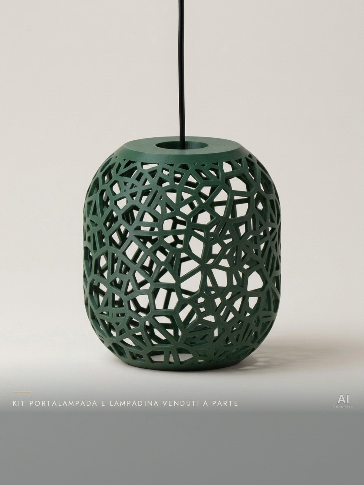 Vori02 Pendant – Paralume a sospensione a reticolo Voronoi - finitura opaca - Verde Scuro