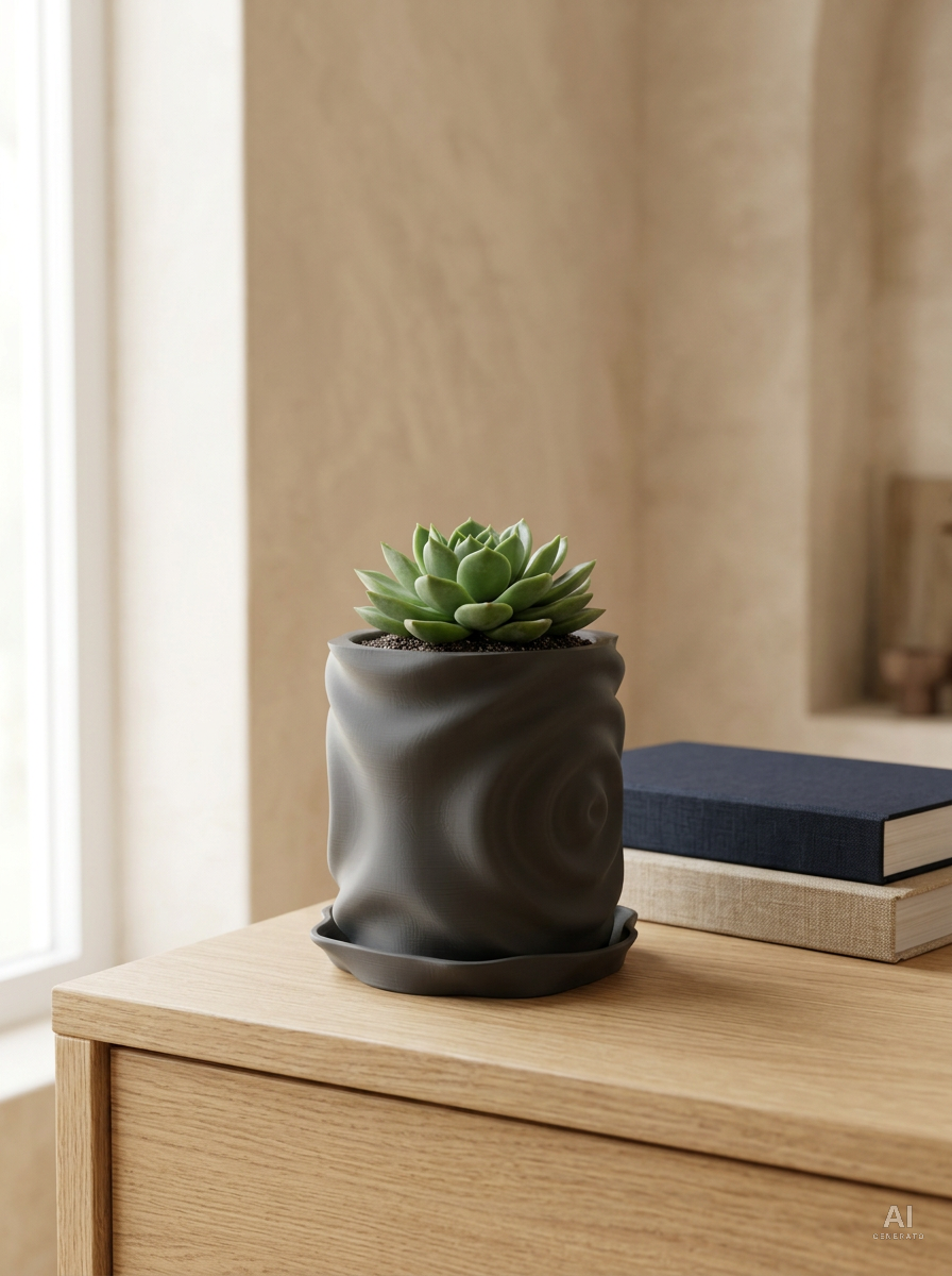 Waterdrop — Vaso a onde con sottovaso, stampato in 3D — ambientata — vaso design