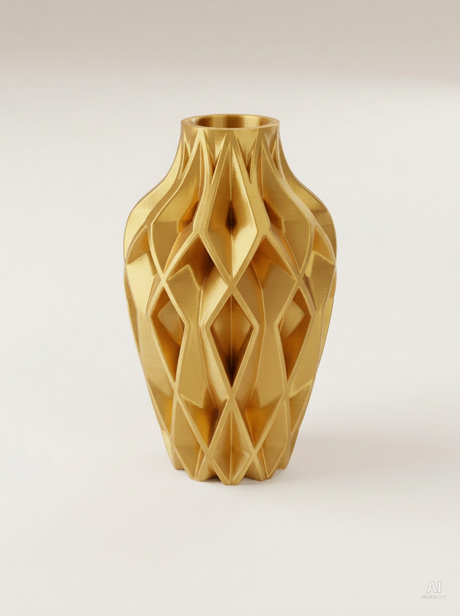 Yano — Vaso decorativo sfaccettato stampato in 3D - effetto seta - Oro Silk