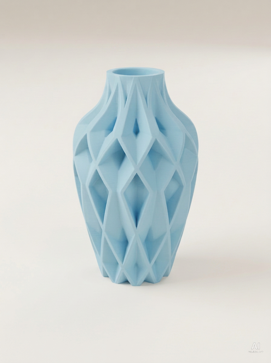 Yano — Vaso decorativo sfaccettato stampato in 3D - finitura opaca - Blu Ghiaccio
