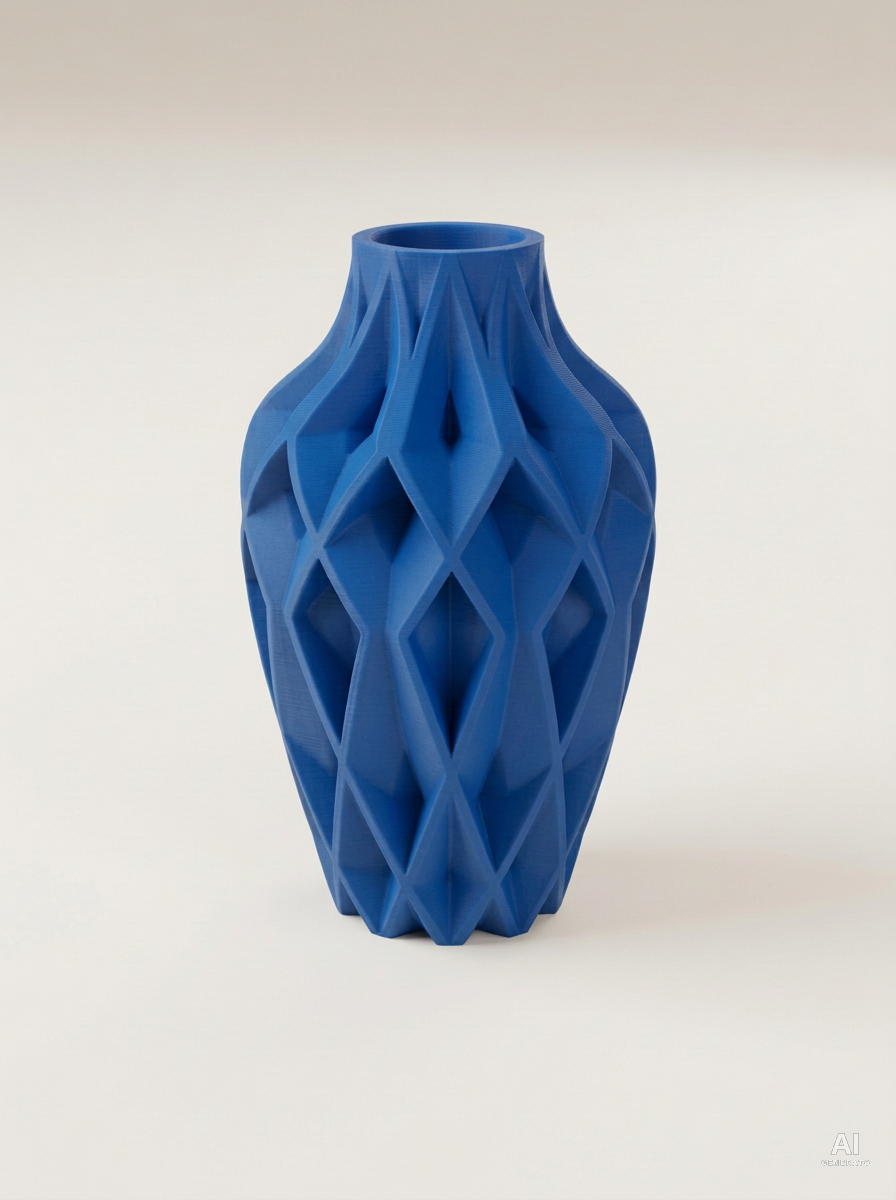 Yano — Vaso decorativo sfaccettato stampato in 3D - finitura opaca - Blu