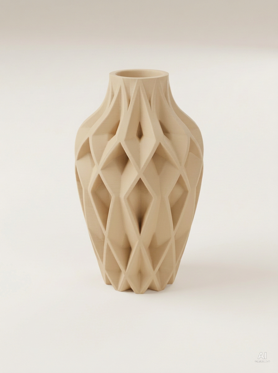Yano — Vaso decorativo sfaccettato stampato in 3D - finitura opaca - Caramello