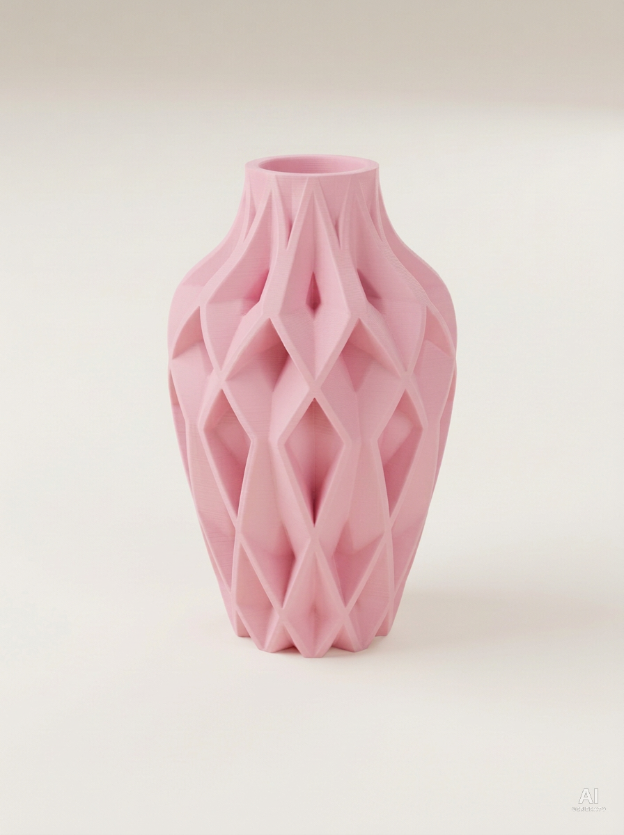 Yano — Vaso decorativo sfaccettato stampato in 3D - finitura opaca - Rosa