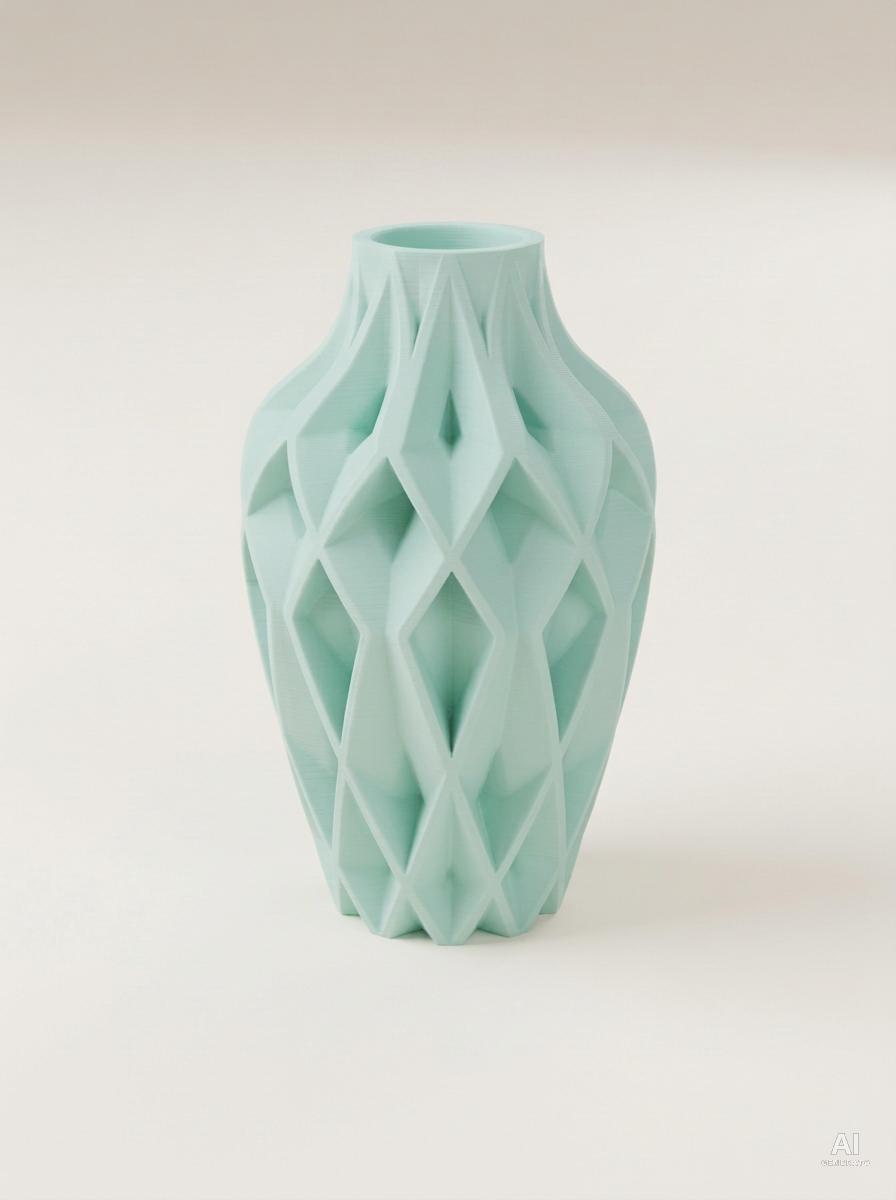 Yano — Vaso decorativo sfaccettato stampato in 3D - finitura opaca - Verde Pastello