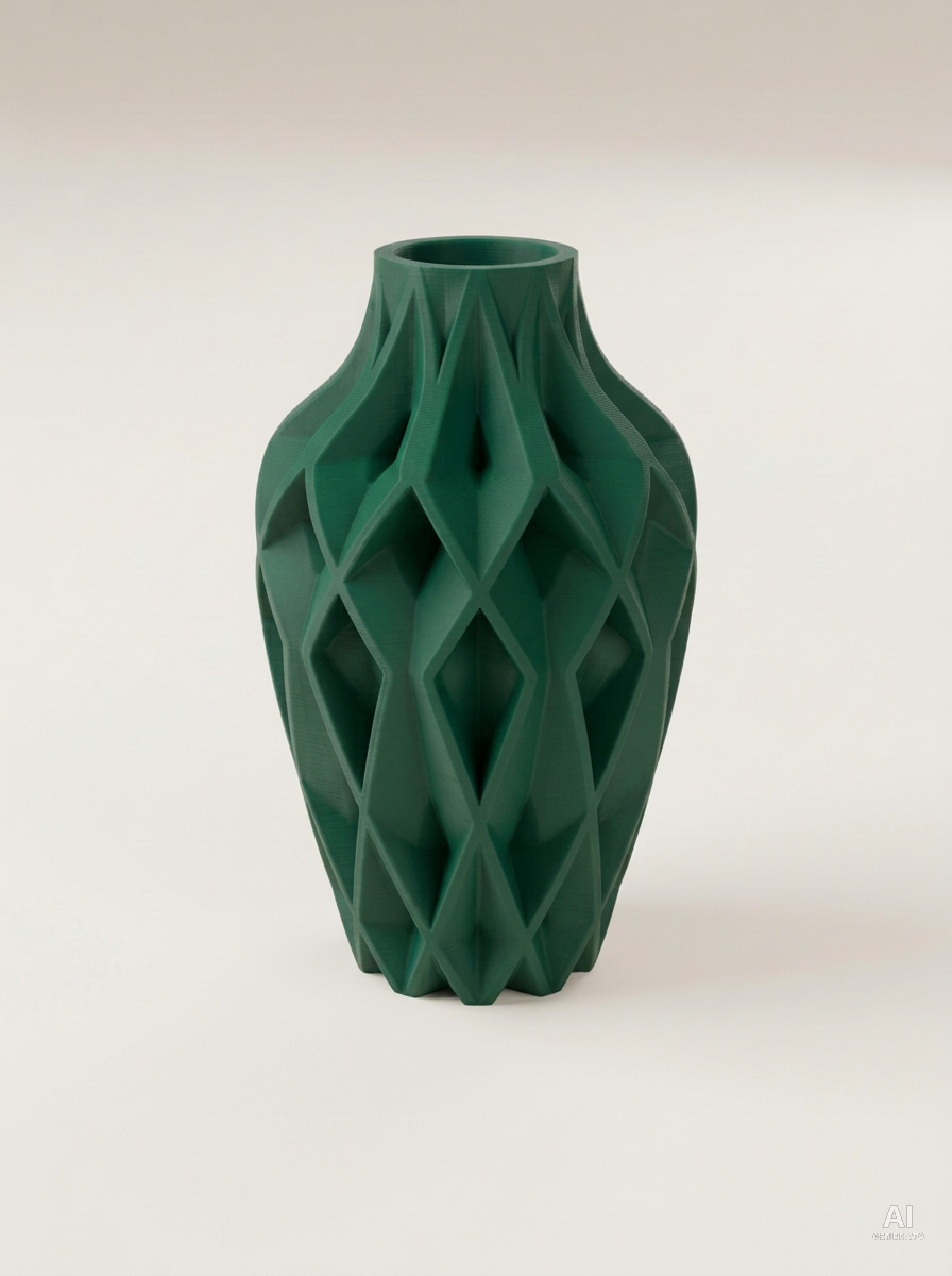 Yano — Vaso decorativo sfaccettato stampato in 3D - finitura opaca - Verde Scuro