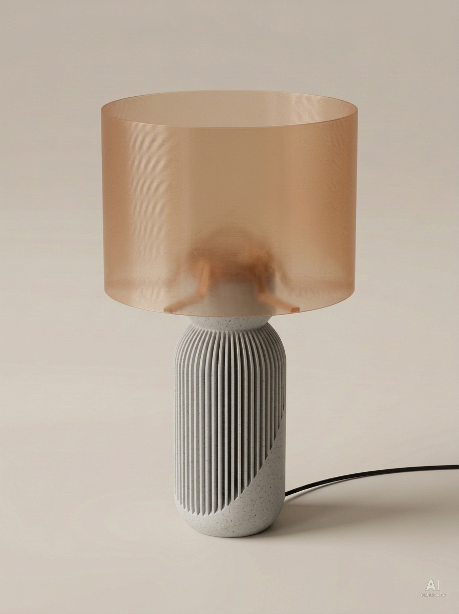 Yao – Lampada paralume – stampata in 3D - Marrone Traslucido / Grigio Pietra