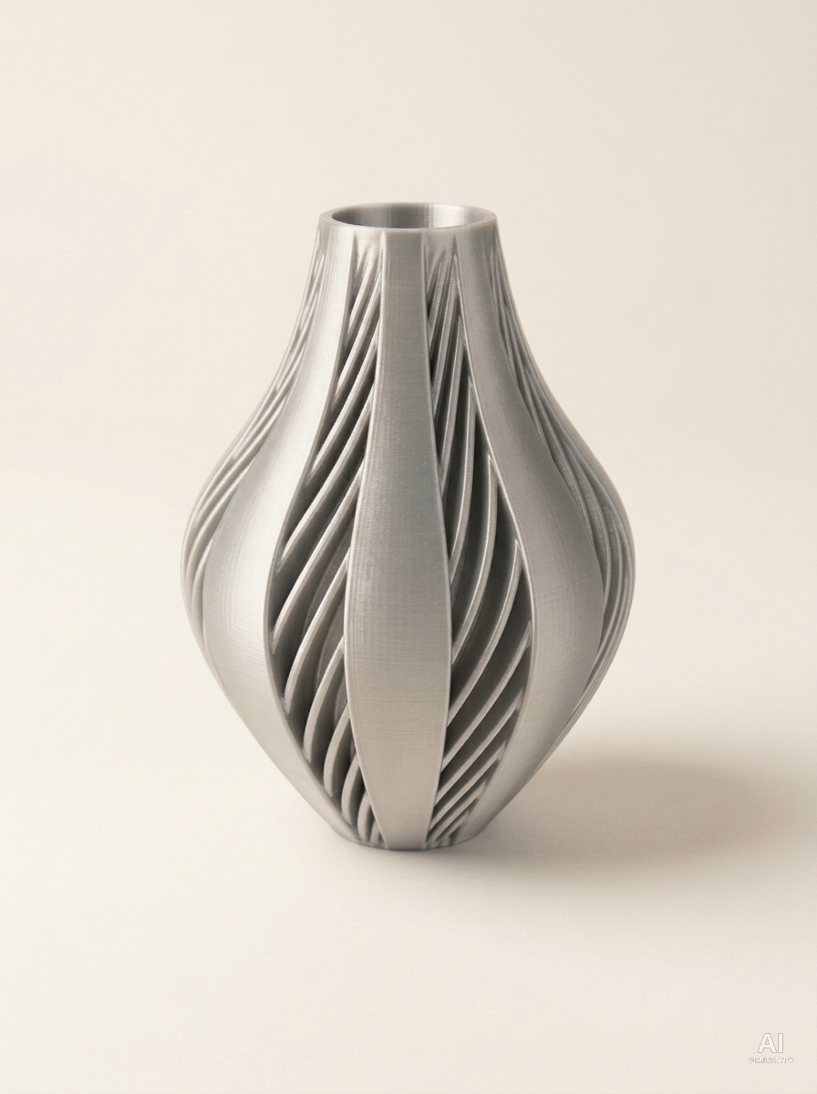 Yorio — Vaso decorativo a spicchi stampato in 3D - effetto metallic - Argento