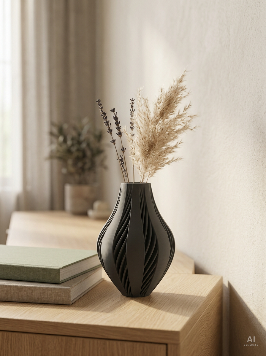 Yorio — Vaso decorativo a spicchi stampato in 3D — ambientata — vaso design