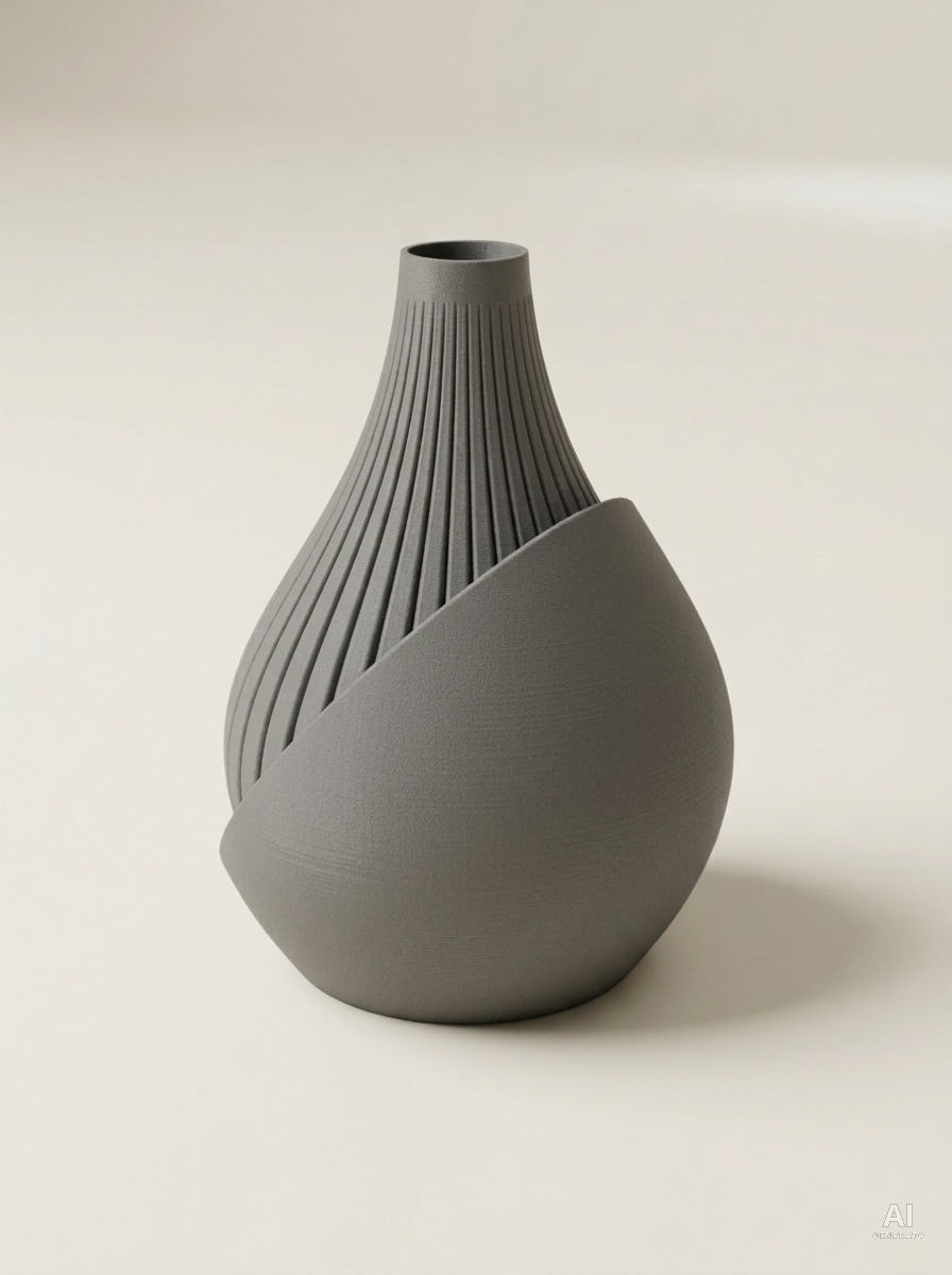 Yovi — Vaso decorativo a goccia stampato in 3D - effetto fibra_di_carbonio - Grigio Lava Carbonio