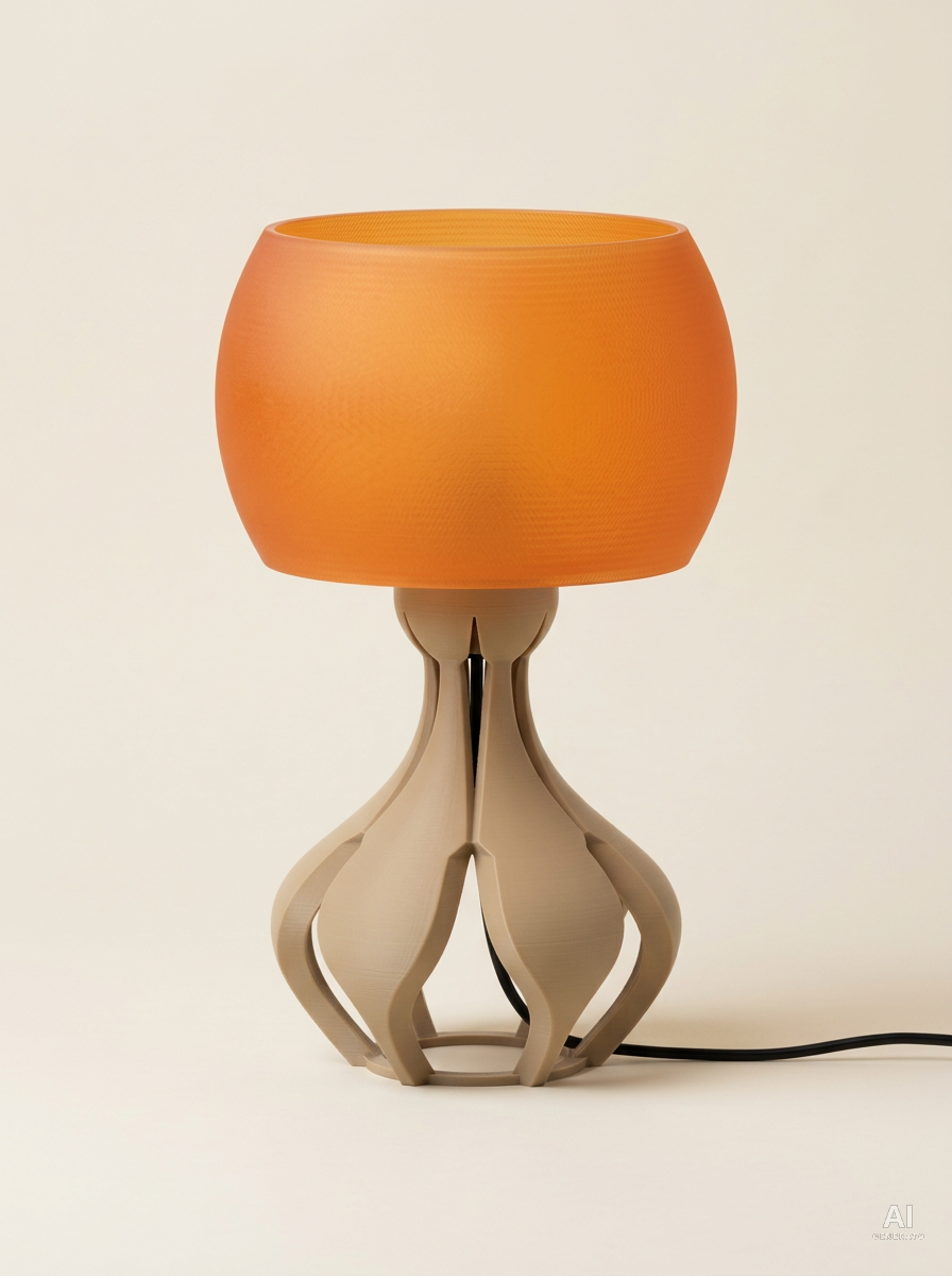 Zari – Lampada paralume – stampata in 3D - Arancione Traslucido / Sabbia del Deserto